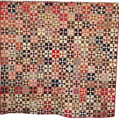 82" X 82" 12,232 Piece Sampler Of Old Fabric Quilt With Tie Dye Goldenrod Back