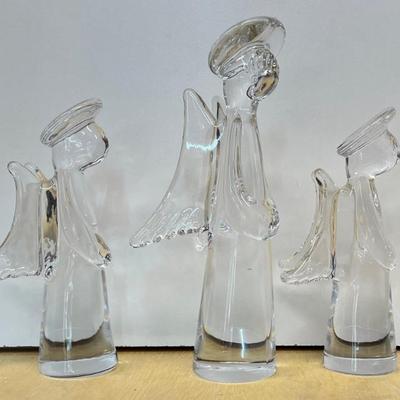 (3) Vintage Heavy Art Glass Angels