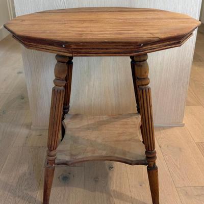 Antique Walnut Round Side Table (as Is)