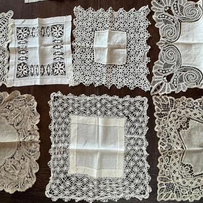 (2) Antique Victorian Hand Made Lace Wedding Handkerchiefs 
