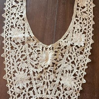 Victorian Belgium Hand Made Lace Square Front Collar 