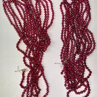 (2) Antique 16' Strands Of Mercury Glass Bead Tree Tinsel