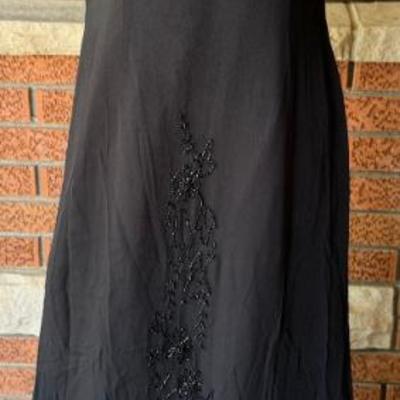 Vintage Laurence Kazar Paris - New York Silk Bead Full Length Black Evening Gown Size 6 