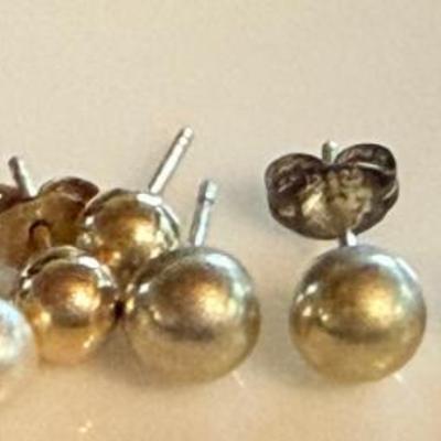 (3) Pairs Of Post Earrings - Faux Pearls - Silver & (4) 14K Gold Posts