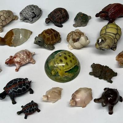 Miniature Stone, Ceramic, And Resin Turtle Lot