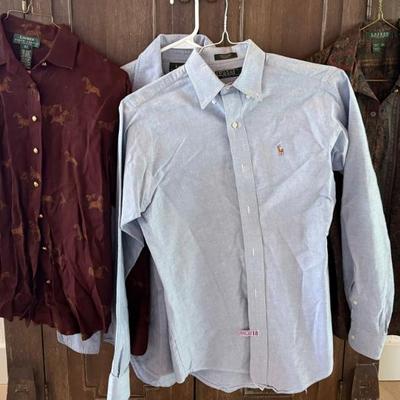 (4) Vintage Ralph Lauren Ladies Size 4 Cotton Shirts (1) Polo