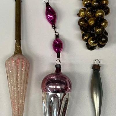 (4) Antique Mercury Glass Christmas Ornaments 