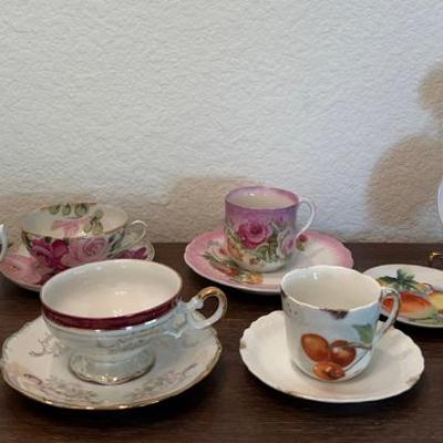 Vintage Tea Cups & Saucers & (4) Lefton China Small Plates - Silesia - Germany - Japan 