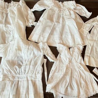 5 Antique Lace Cotton Childs Dresses 