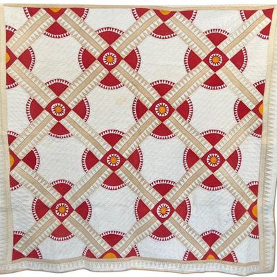 74" X 75.5" Antique Compass Pattern Quilt