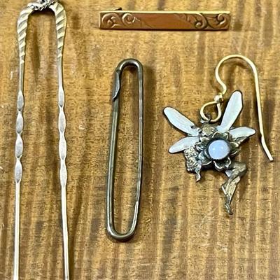 Antique Hat Pin, Rolled Gold Lingerie Pin, Brass Lingerie Pin