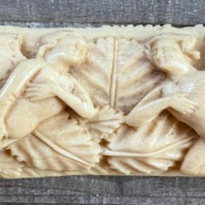 Antique Embriachi Workshop Plaque Carved From Bone 