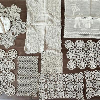 Collection Of Antique And Vintage Hand Crocheted & Lace Doilies, Table, Dresser Covers & Chair Covers