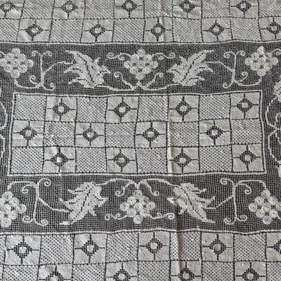 Antique Embroidered Tablecloth Grape Motif And Intricate Embroidery Work 76 X 60