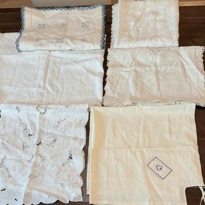Assorted Cotton Lace And Embroidered Small Table Runners & Linens 