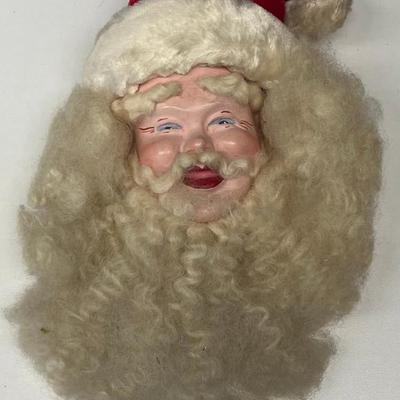 Vintage 7" X 11" Chalkware Santa Face Wall Hanging (as Is)