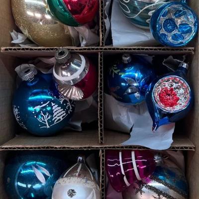 (12) Vintage And Antique Mercury Glass Christmas Ornaments - Bells, Hand Painted, And More