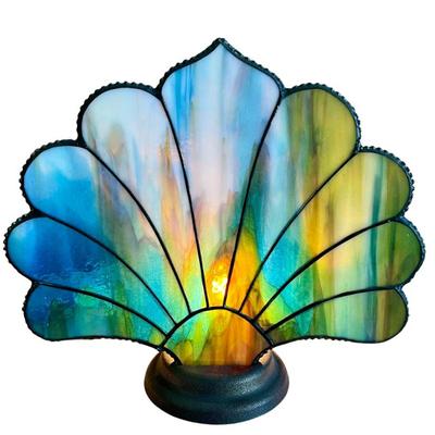 Antique Stained Glass Fan Lamp Works 