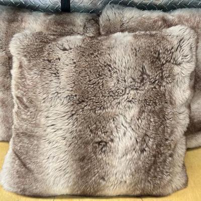 Set Of (3) 20 X 20 Inch Comfy Faux Fur Pillows