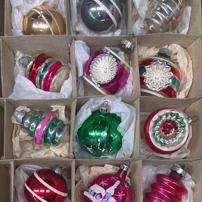 (12) Antique Mercury Glass Christmas Ornaments