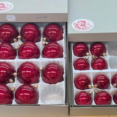 (2) Partial Sets Of Old World Christmas West Germany Red Glass Ornaments With Boxes