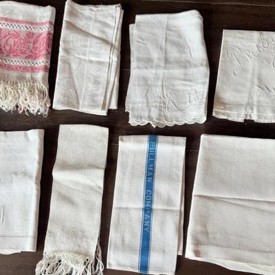 Collection Of Antique Damask Linen Hand Towels (1) Pullman Co Railroad Hand Towel - Baby Pillow Cover 