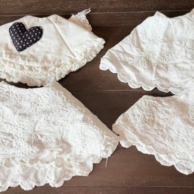 (4) Vintage White Cotton Embroidered Collars 