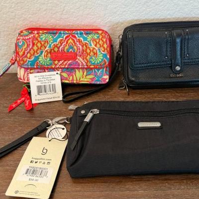 (3) New With Tags Travel Wallet Bags - Sak - Baggallini & Vera Bradley With Straps (1) RFI 