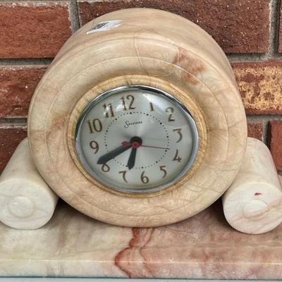 Vintage Sessions Clock Co. Alabaster Plug In Mantle Clock (as Is)