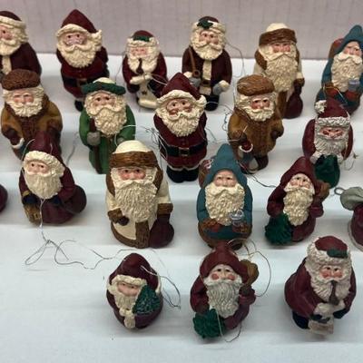 (24) Miniature Resin Santa Figurines And Ornaments