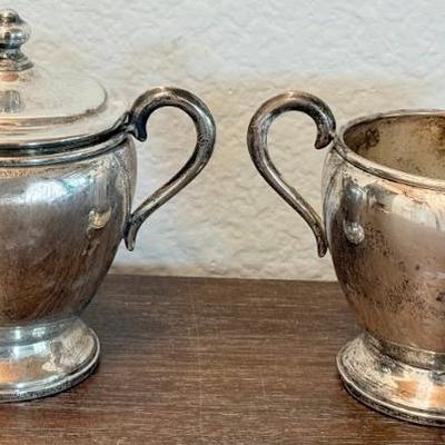 Emory Sterling SIlver Sugar And Creamer With Lid - Total Weight 
