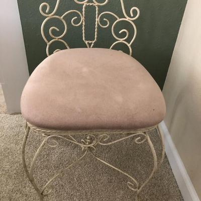 Wrought iron vanity stool with upholstered seat $50