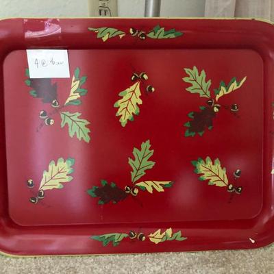 Vintage oak leaf autumn metal serving trays 4@$20