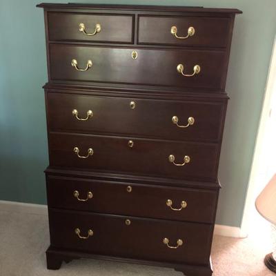 Solid cherry Georgian triple chest highboy dresser $500