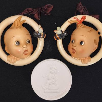Vintage Goebel M.J. Hummel BaBee Hanging Rings - Set of 2 + Goebel Collectors Club Member Token