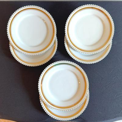 Det Of 6 VINTAGE SILESIA CAKE PLATES GOLD TRIM 8" Germany 