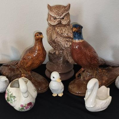 Collection Of Antique Hand Painted Porcelain/Ceramic Bird Figures Signed By J. Tweten