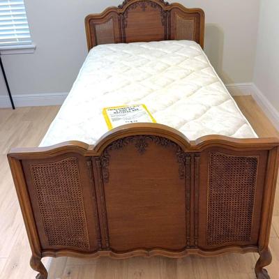 Antique Twin Bed Includes Mattress And Box Spring And Mattress Cover 