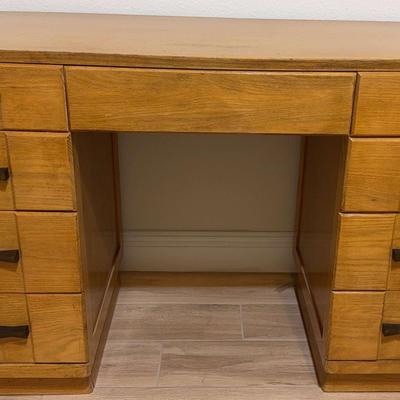 Antique Wooden 9 Drawer Desk