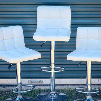 (4) Stylish White Swivel Stool Seats
