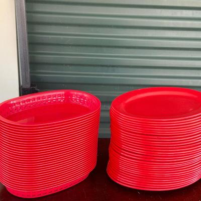 Friendlys Red Plastic Trays & Plates 