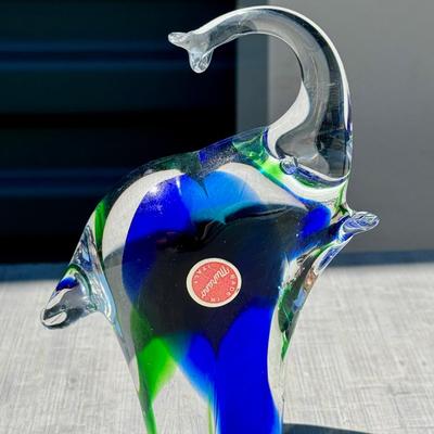 Glass Elephant Made In Murano Italy With Sticker 