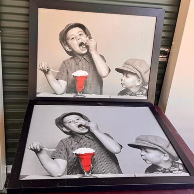 (2) Boys Eating Ice Cream Friendlys Signs 