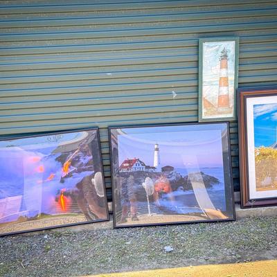 (3) Large Photo Prints & Thematic Matching Lighthouse Print