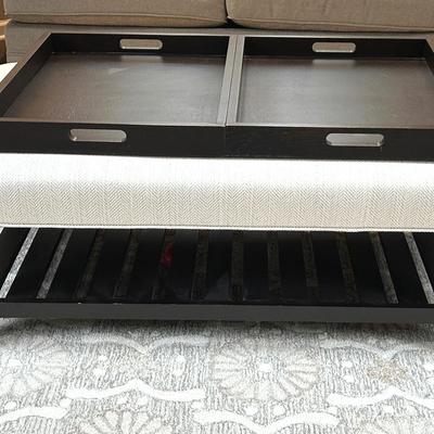 Bassett  Furniture Cocktail Ottoman 50x30x18” With 2 Trays 27x20" ALTERNATE PICKUP