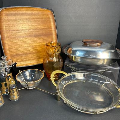 MCM Kanawha Glass Owl Pitcher, Creut Set With Salt & Pepper, Lundtofte Aluminum Bowl & More