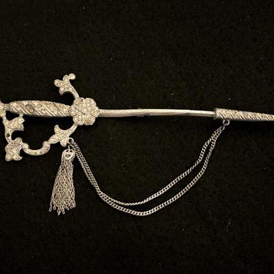 Sterling Silver Brooch Sword 