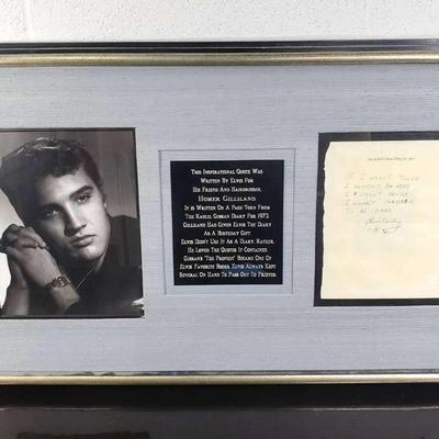 Elvis Presley Autographed Page From Kahlil Gibran 1973 Diary In Framed Display