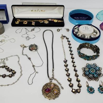 Costume Jewelry Including Danbury Mint, Liz Palacios, Salisbury Pewter, Oragami Owl, Bella Perlina