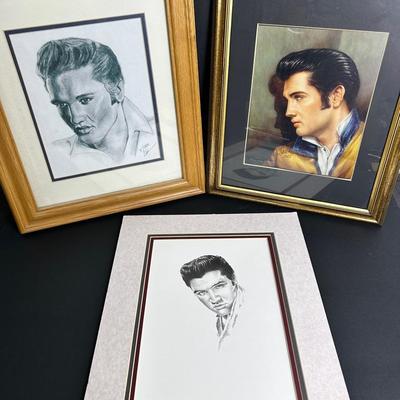 Elvis Presley Art: Betty Harper Pencil Drawing Matted 17x13”, Montes De Oca & Alicia Prints 